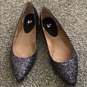 Glitter Toed Black Slip Ons